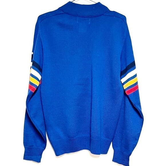 Rare Vintage Descente Japan 100% Wool Varsity Style Quarter Button Pullover Sz S - Picture 2 of 6